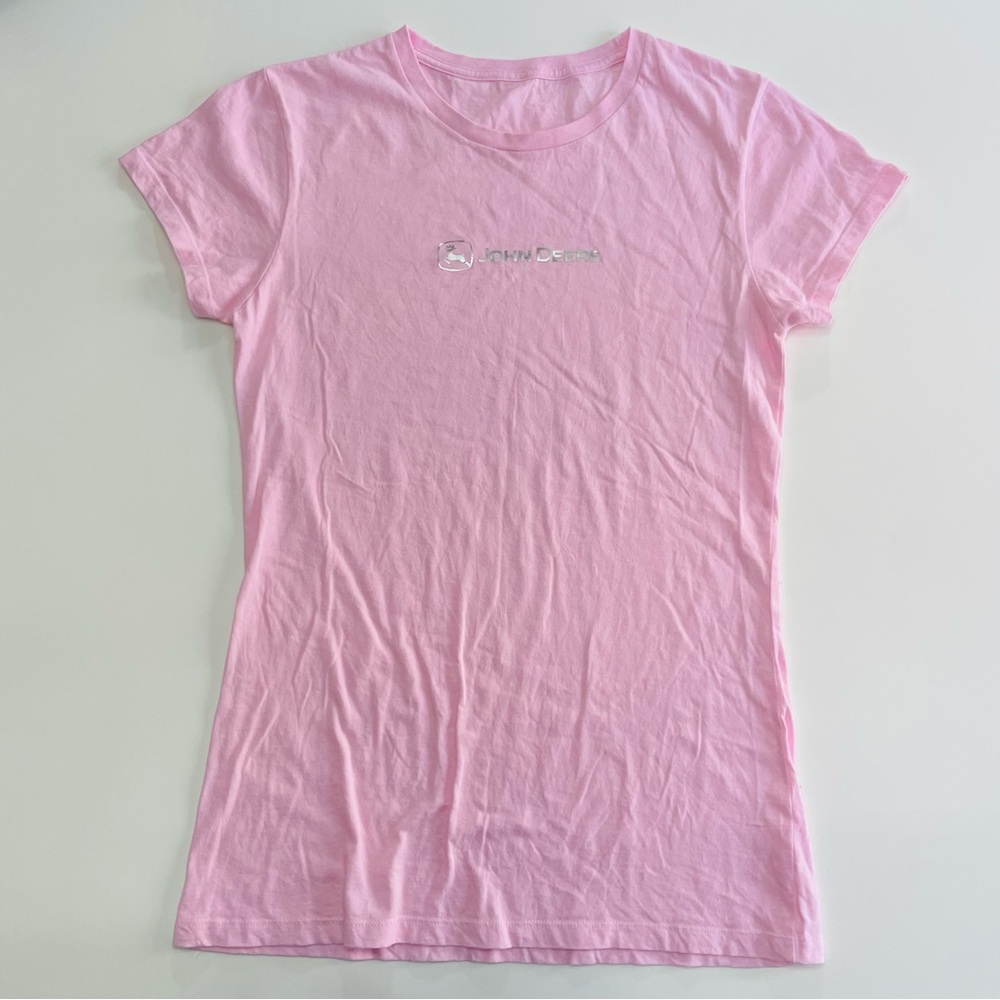 John Deere Light Pink Tee Shirt, Size S